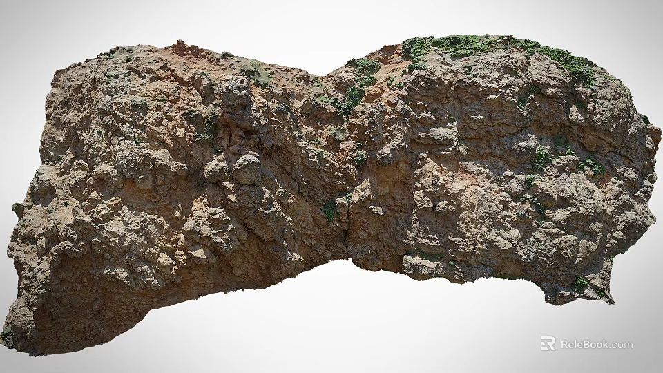 Natural Rock Formation With Green Vegetation And Rough Surface Texture 3d model 