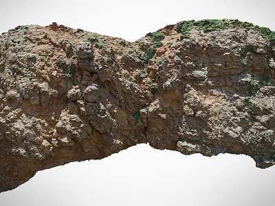 Natural Rock Formation With Green Vegetation And Rough Surface Texture 3d model