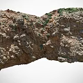 Natural Rock Formation With Green Vegetation And Rough Surface Texture 3d model