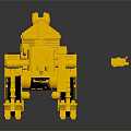 Golden Robotic Explorer With Mechanical Arm Tracked Wheels And Metal Structure 3d model