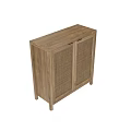 Wooden Entryway Console Cabinet With Mesh Doors And Storage Space