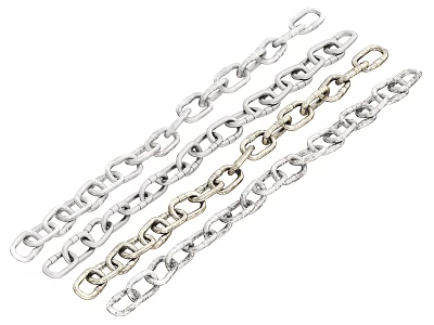 Decorative Assorted Silver Metal Chains with Different Link Patterns and Textures 3d model