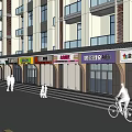 Vibrant Commercial Street With High Rise Buildings Vehicles Pedestrians And Shops