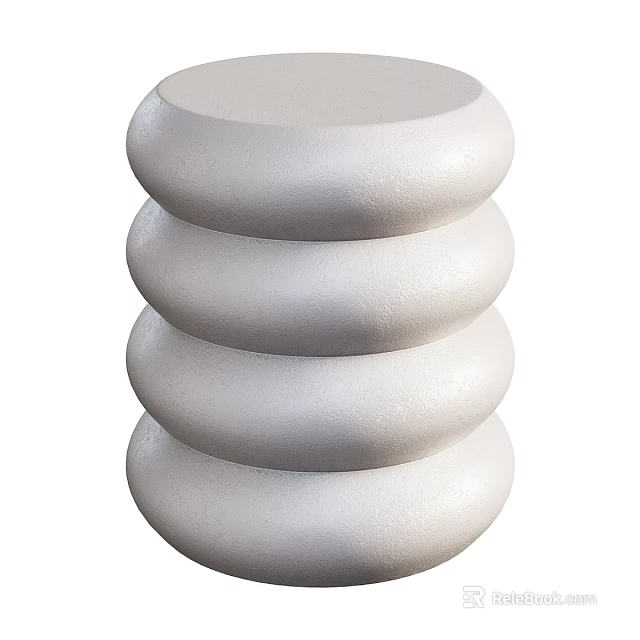 Modern Minimalist Dining Table With Stacked Ring Design And Smooth White Surface 3d model 