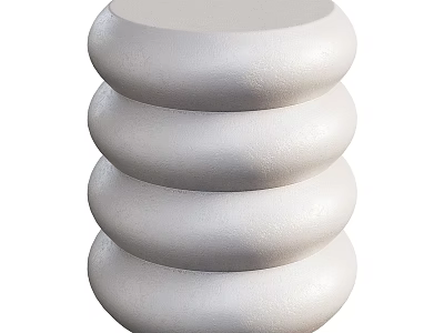 Modern Minimalist Dining Table With Stacked Ring Design And Smooth White Surface 3d model