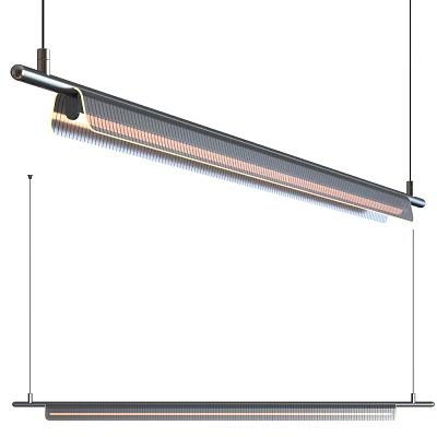 Modern Linear Chandelier Featuring Sleek Metal Structure Integrated LED Light Strip And Warm Ambient Glow 3d model