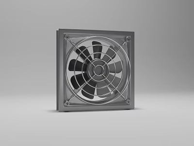 Modern Square Air Conditioner Fan With Metal Frame And Rotating Blades 3d model