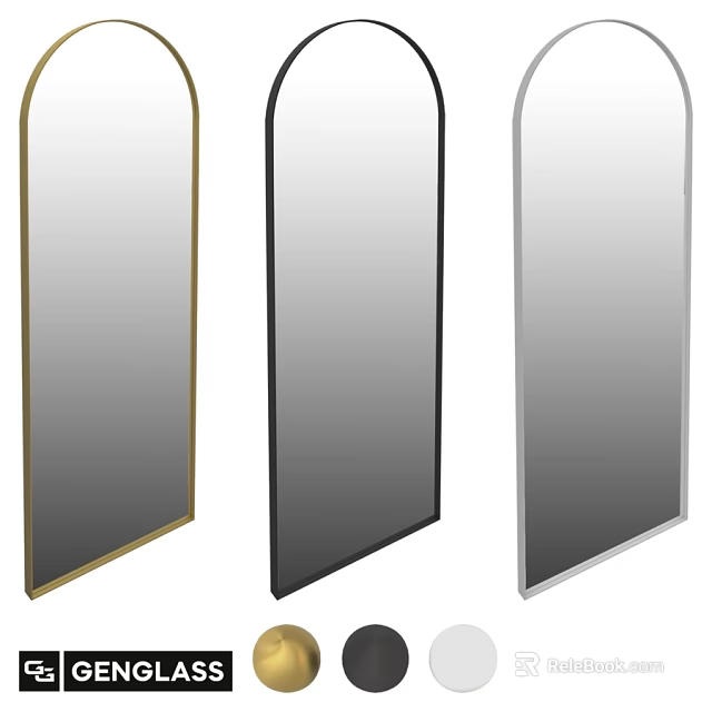 Modern Full Length Mirrors With Gold Black And Silver Frames For Home Decor 3d model 