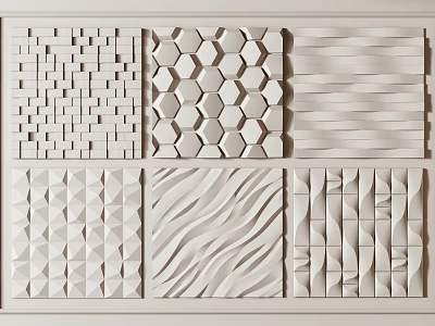 Modern Interior Wall Decor With Various Geometric Patterns And Textured Panels 3d model