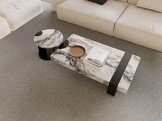 Modern marble coffee table combination black stainless steel 3d model