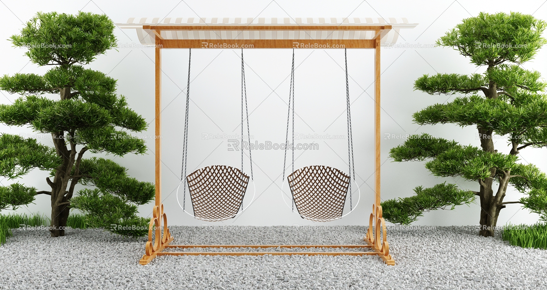 Courtyard leisure rocking chair 3d model