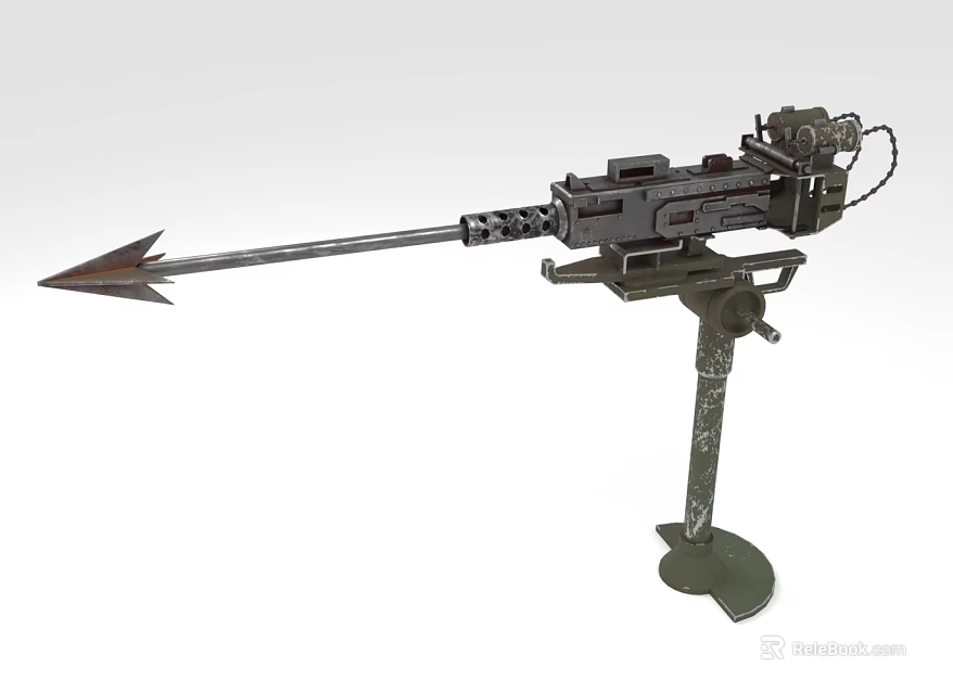 Military Weapon With Long Arrow Tip And Mechanical Components On Stable Stand 3d model