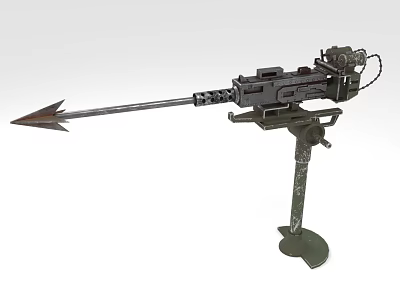 Military Weapon With Long Arrow Tip And Mechanical Components On Stable Stand 3d model