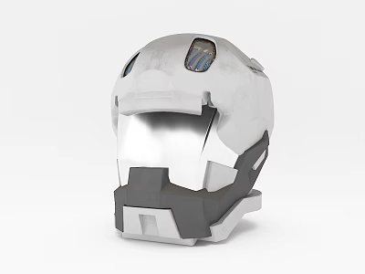 Modern Futuristic Helmet With Gray White Color Metallic Accents And Transparent Visor 3d model