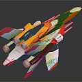 Detailed Sci-Fi Aircraft Model Red White Orange Sleek Aerodynamic Design With Multiple Engines 3d model