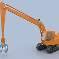 Industrial Equipment Orange Tracked Excavator With Heavy Duty Mechanical Claw And Cab