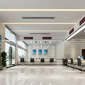 Bank Interior Design Featuring Service Counter Waiting Seats And Modern Lighting