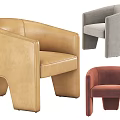 Modern Leather Lounge Chairs With Unique Block Legs In Beige Gray And Burgundy
