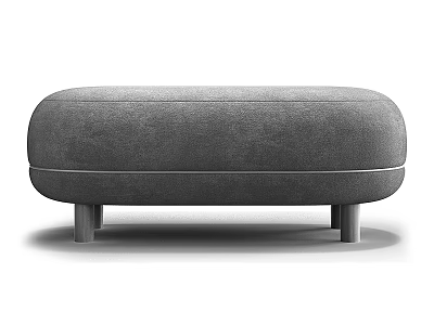 Modern Gray Upholstered Ottoman With Plush Fabric And Four Stable Legs 3d model