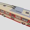 Vintage Tram With Cream And Red Exterior Multiple Windows Interior Seats And Roof Pantograph