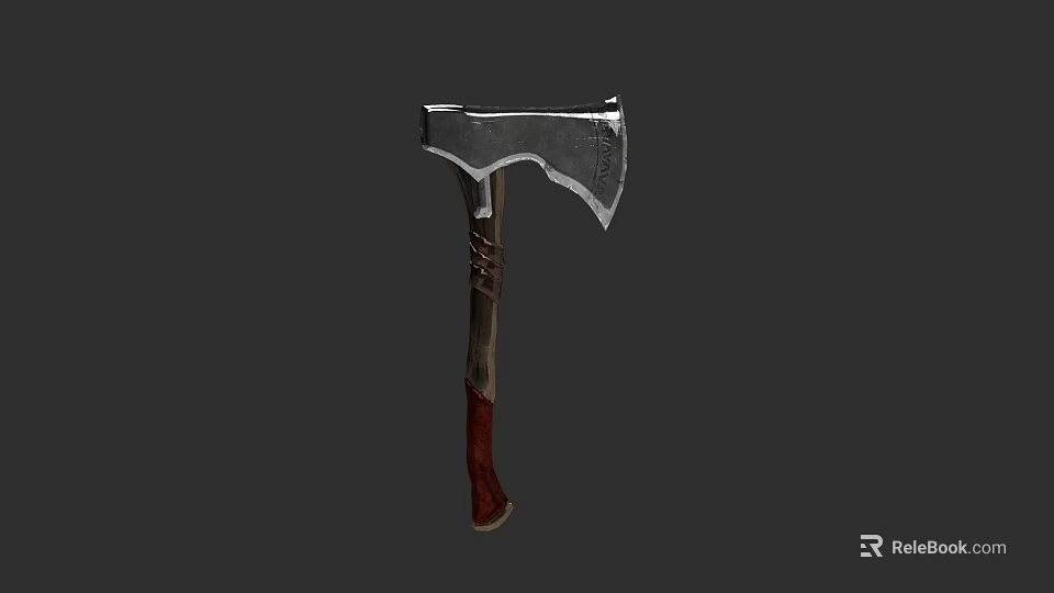 Handcrafted Axe Weapon Featuring Metal Blade And Leather Wrapped Wooden Handle 3d model 