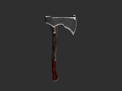 Handcrafted Axe Weapon Featuring Metal Blade And Leather Wrapped Wooden Handle 3d model