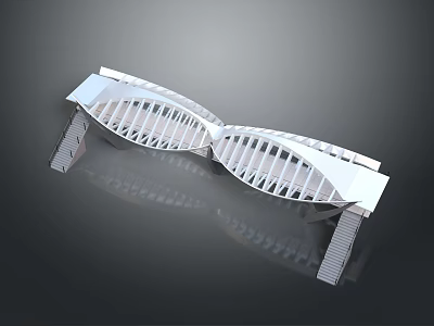 Modern DNA Double Helix Architectural Structure With White Design And Reflective Surface 3d model