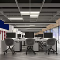 Modern Public Office Space with Curved Reception Desk Perforated Backdrop Wall and Circular Ceiling Lighting
