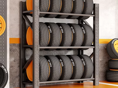 Heavy Duty Metal Storage Rack For Garage With Stacked Tires And Multi tier Structure 3d model