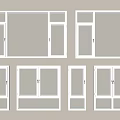 White Window Frames With Glass Panes In Various Styles Mounted On Wall