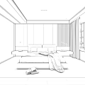 Modern Minimalist Bedroom Interior Design With White Bedding Gray Throw Nightstands And Large Window Blinds