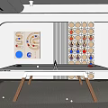 Modern Indoor Ping Pong Table Sports Equipment With Wooden Legs And Decorative Wall Design