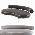 Modern Curved Sectional Sofa With Gray Fabric And Metal Legs Design