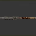 Intricate Vintage Mechanical Firearm With Metal Wooden Structure And Leather Straps