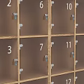Wooden Locker Unit With Multiple Numbered Compartments And Secure Locks