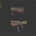 Two Sci Fi Guns With Magazine Featuring Mechanical Design And Metallic Texture 3d model