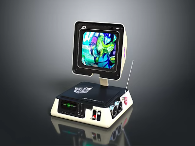 Vintage TF Electronic Device With Colorful Display Screen And Control Panel Buttons 3d model