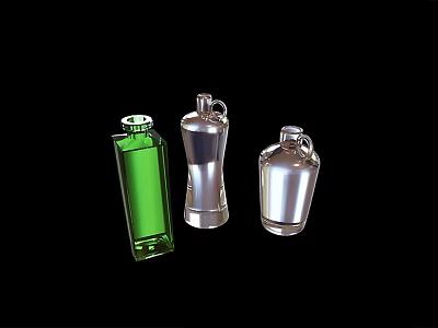 Public Facilities Amenities With Green And Silver Transparent Containers 3d model