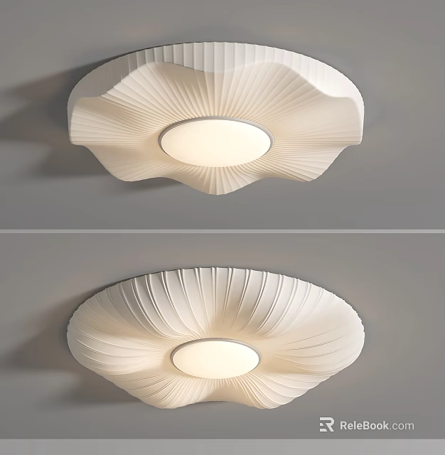 Modern Ceiling Light With Unique Pleated Flower Shaped Design And Soft Glow 3d model 