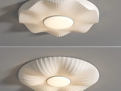 Modern Ceiling Light With Unique Pleated Flower Shaped Design And Soft Glow 3d model