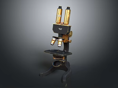 Binocular Microscope Medical Device With Black Gold Design For Clinical Laboratory Testing 3d model