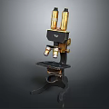 Binocular Microscope Medical Device With Black Gold Design For Clinical Laboratory Testing 3d model