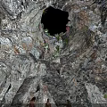 Natural Cave Interior Featuring Rock Formations Ancient Humans Campfire Sunlight Through Entrance And Green Plants