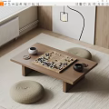 Modern Go Game Chess Table and Chair Combination 3d model