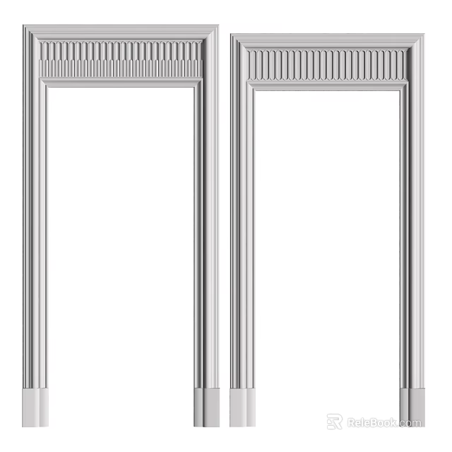 Symmetrical Metal Building Components With Striped Top Design And Frame Structure 3d model 