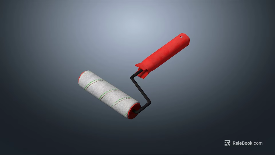 Efficient Hardware Tool Paint Roller With Red Handle And White Roller For Painting Projects 3d model 