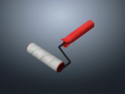 Efficient Hardware Tool Paint Roller With Red Handle And White Roller For Painting Projects 3d model