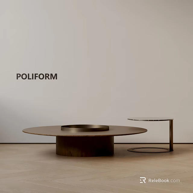 Modern Round Coffee Table Set With Brass Base Marble Top And Metal Frame 3d model