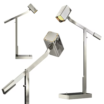 Modern Adjustable Metal Table Lamp With Flexible Arm And Square Geometric Shade 3d model
