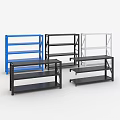 Sturdy Metal Display Shelves With Multiple Colors And Various Storage Designs 3d model